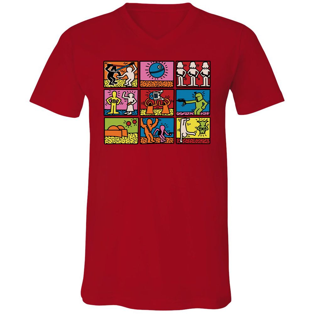 Unisex V-Neck T-Shirt - B3XSFHCD - Red - 3