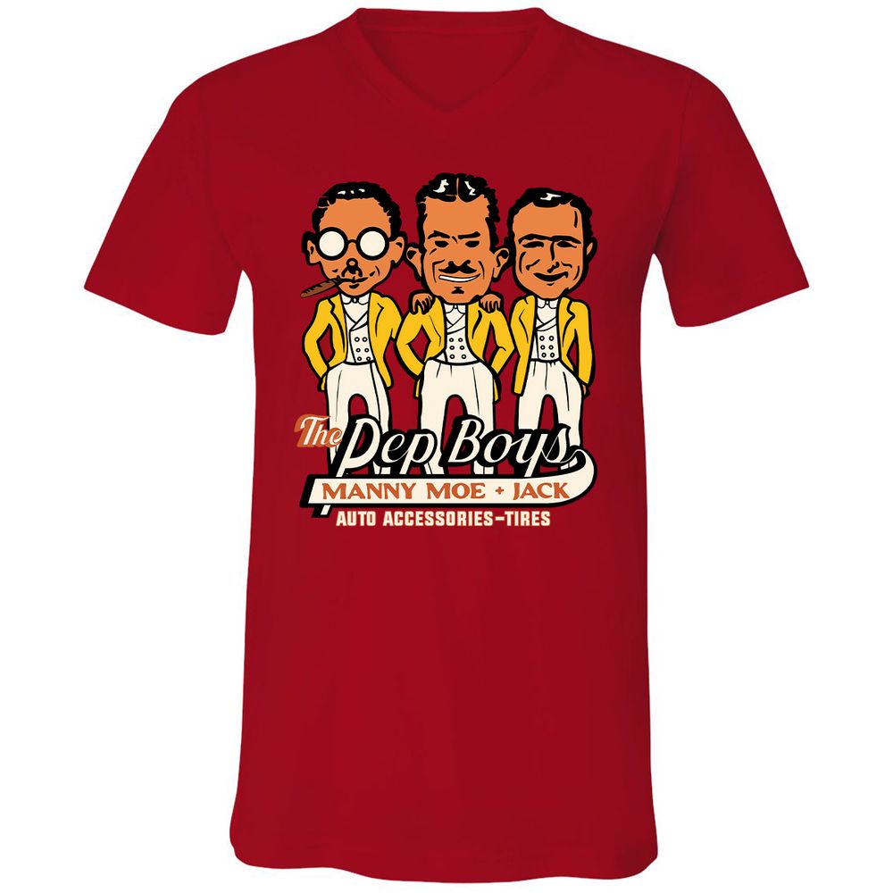 Unisex V-Neck T-Shirt - YRQFMUNR - Red - 3