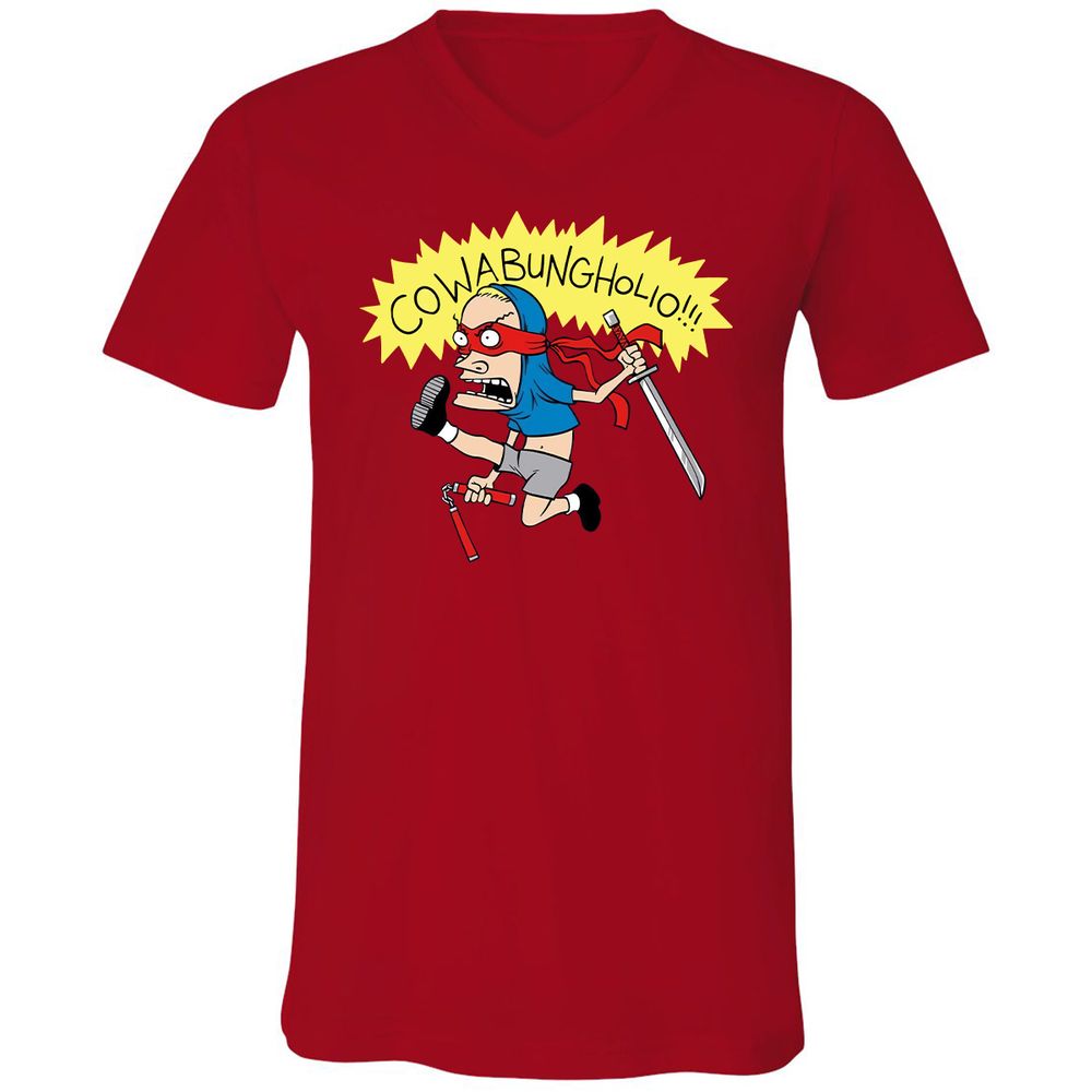 Unisex V-Neck T-Shirt - NJ2AJSK4 - Red - 3