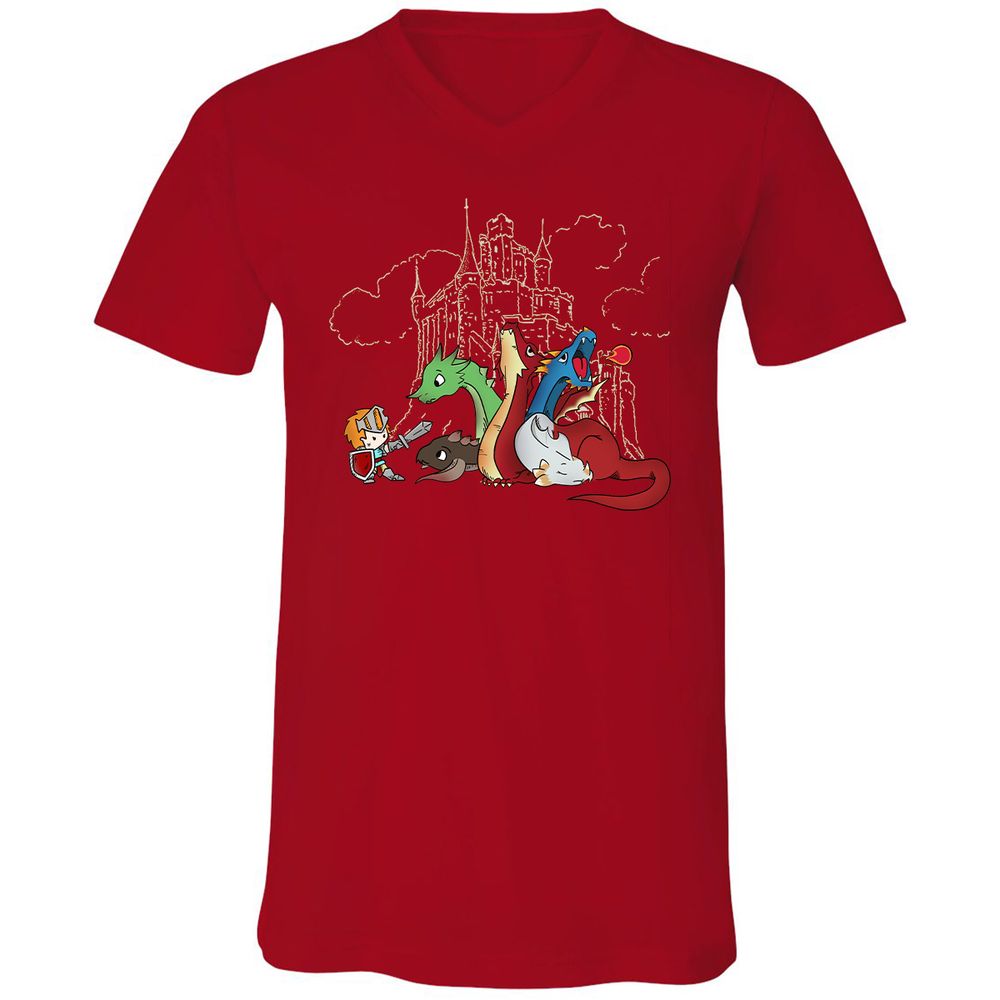 Unisex V-Neck T-Shirt - H3PPBASV - Red - 3