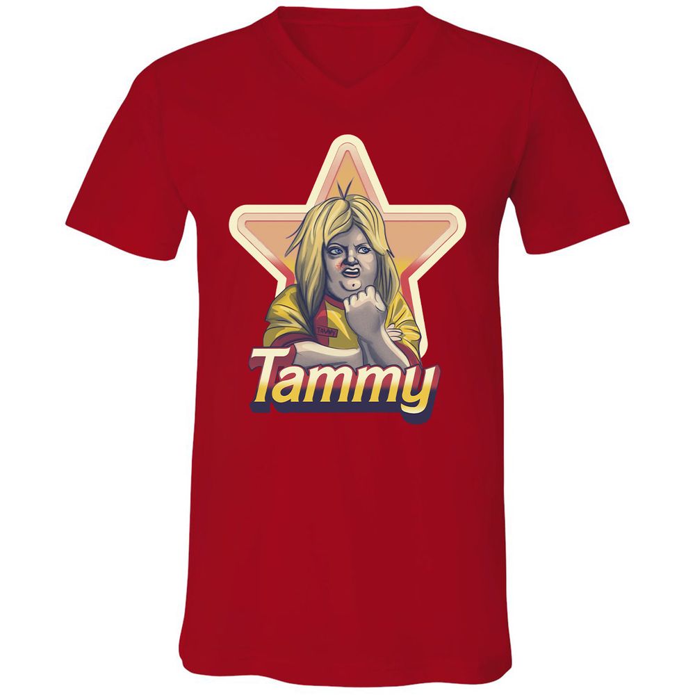 Unisex V-Neck T-Shirt - Z1E6VMPG - Red - 3