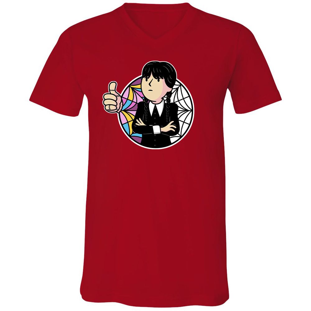Unisex V-Neck T-Shirt - EDTXFLKL - Red - 3