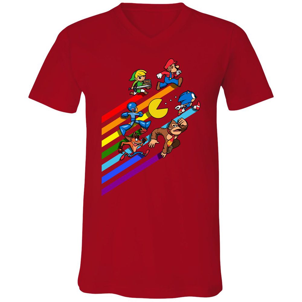 Unisex V-Neck T-Shirt - 2P46WR3A - Red - 3