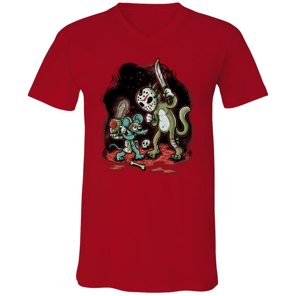 Unisex V-Neck T-Shirt - Y1M316Y4 - Red - 3