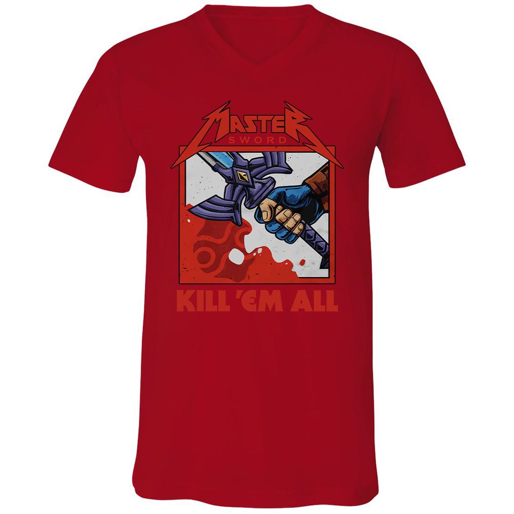 Unisex V-Neck T-Shirt - KDNRBUK7 - Red - 3