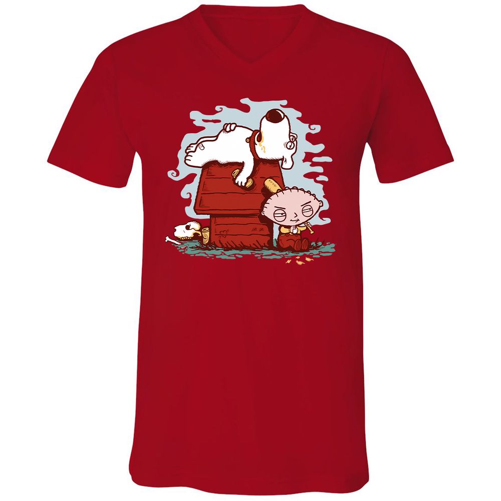 Unisex V-Neck T-Shirt - DE8JU9S1 - Red - 3