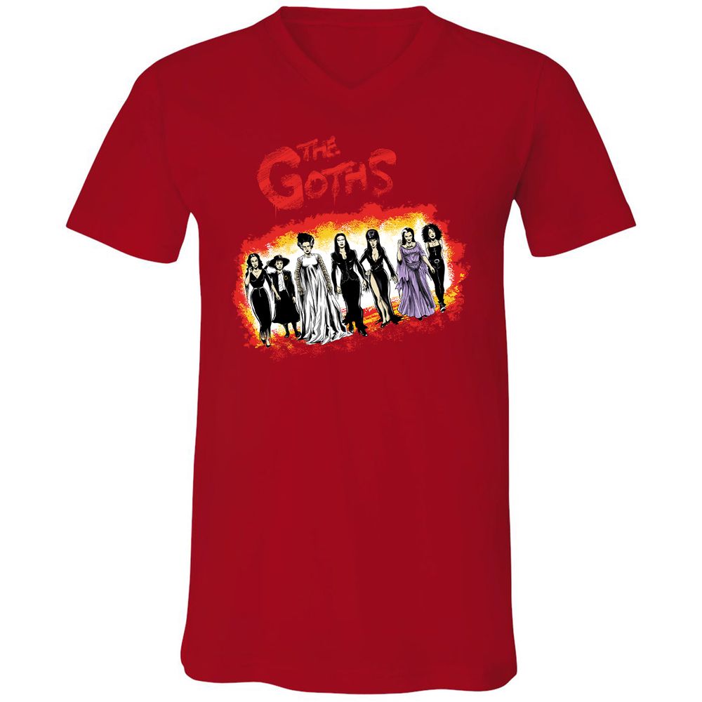 Unisex V-Neck T-Shirt - B7JH9KRL - Red - 3