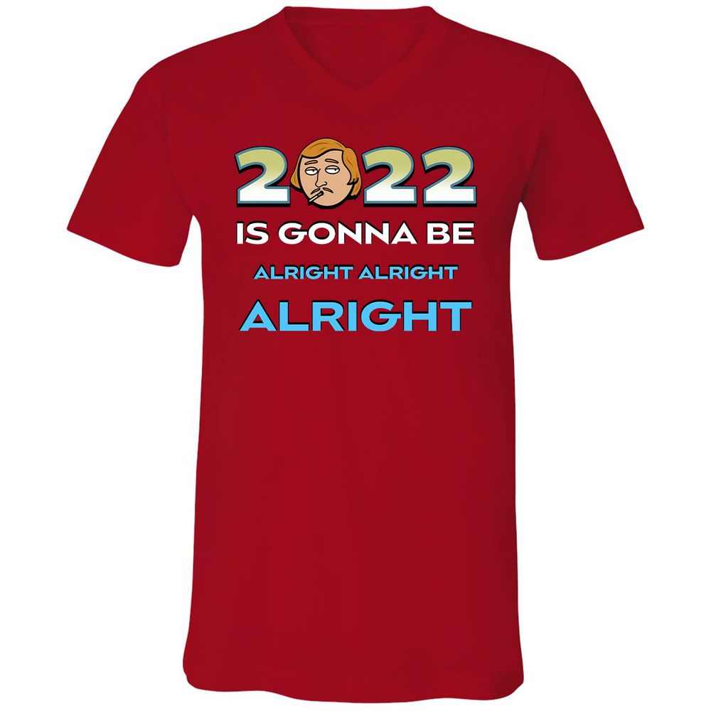 Unisex V-Neck T-Shirt - B6TH4GFD - Red - 3