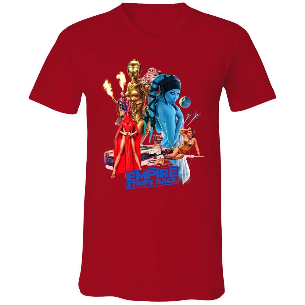 Unisex V-Neck T-Shirt - HRNSACBB - Red - 3