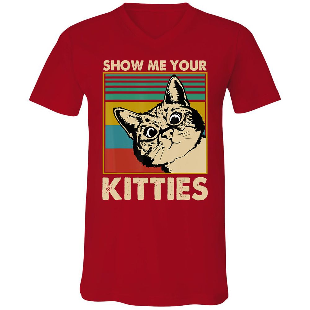 Unisex V-Neck T-Shirt - U6K3JDLX - Red - 3