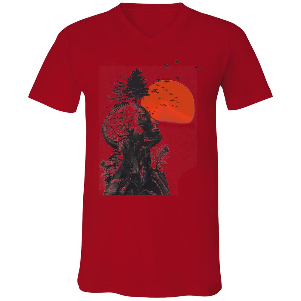 Unisex V-Neck T-Shirt - 373XTDCV - Red - 3