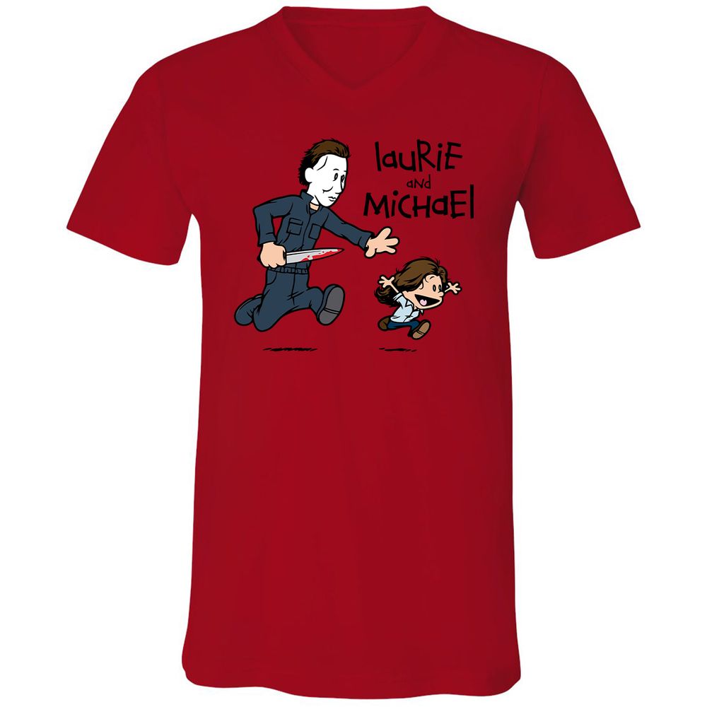 Unisex V-Neck T-Shirt - XHG1KLZC - Red - 3