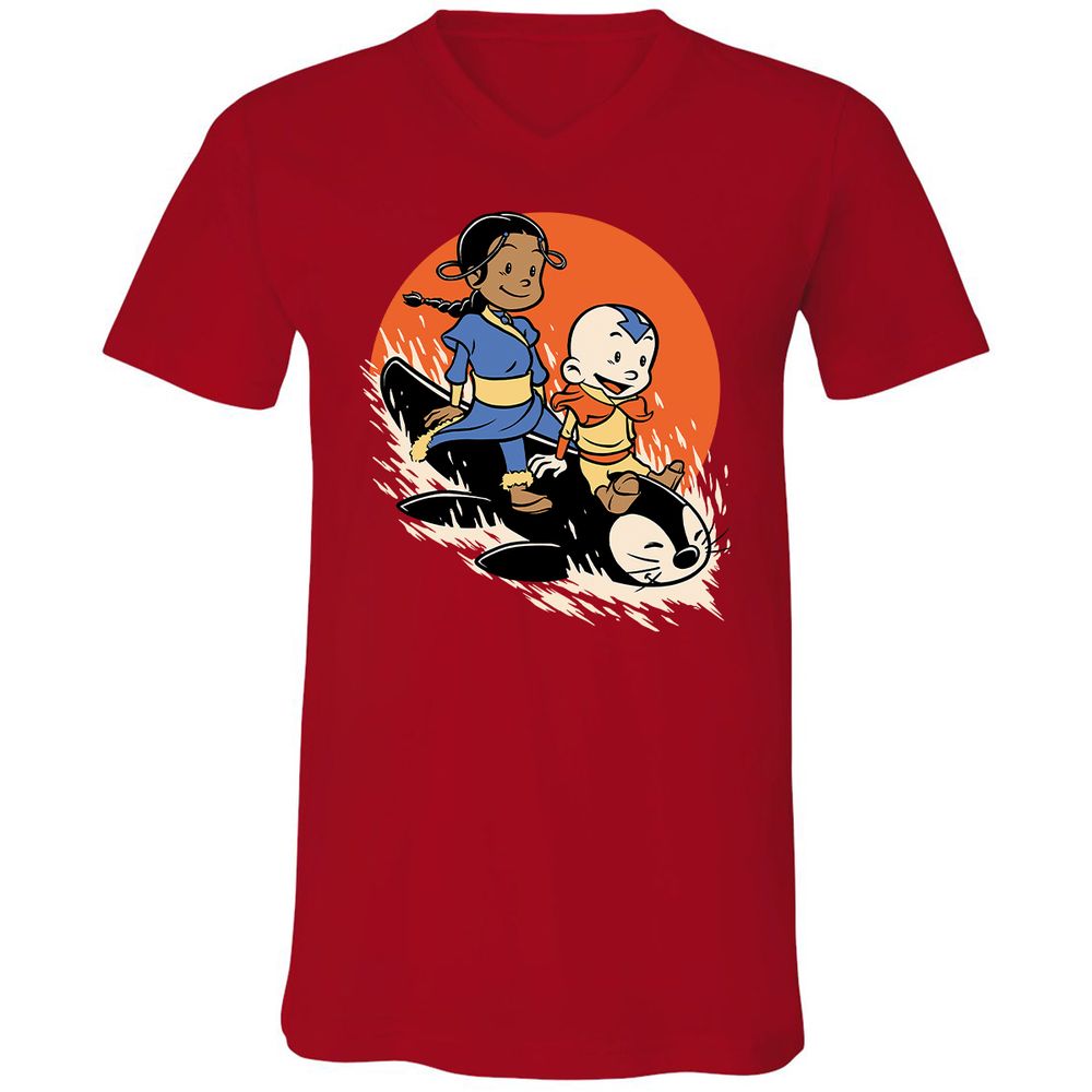 Unisex V-Neck T-Shirt - 9EGLJ1FN - Red - 3