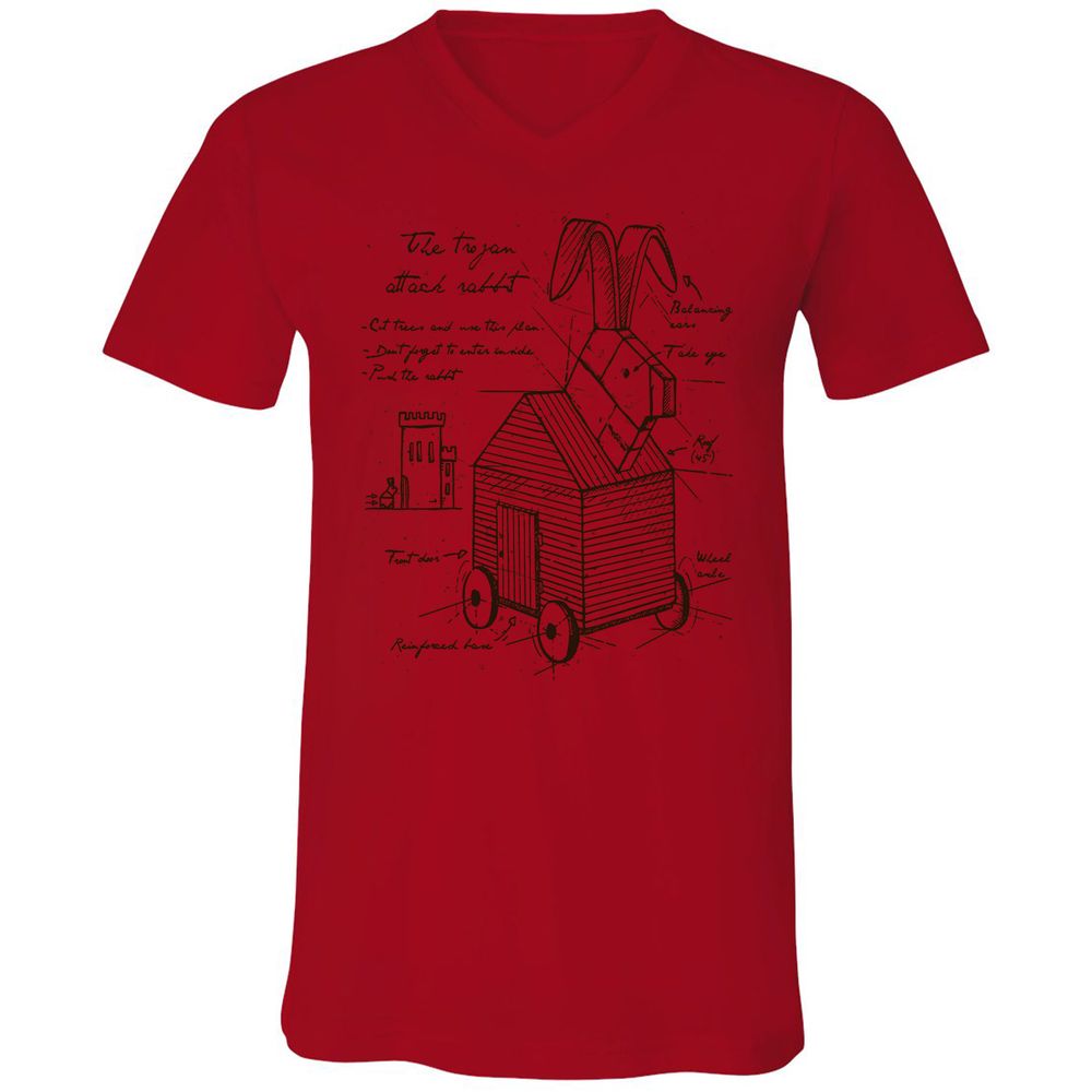 Unisex V-Neck T-Shirt - V1Q682QH - Red - 3