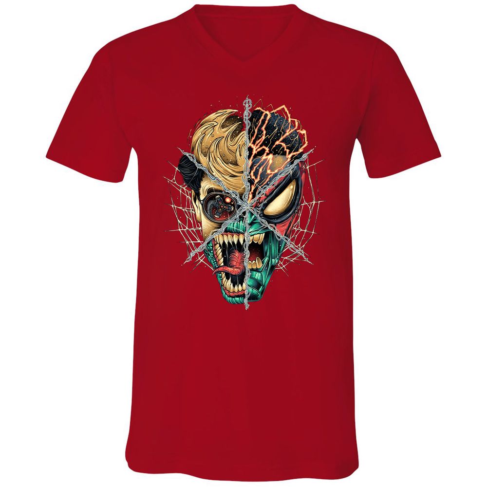 Unisex V-Neck T-Shirt - X1GMQ7E5 - Red - 3