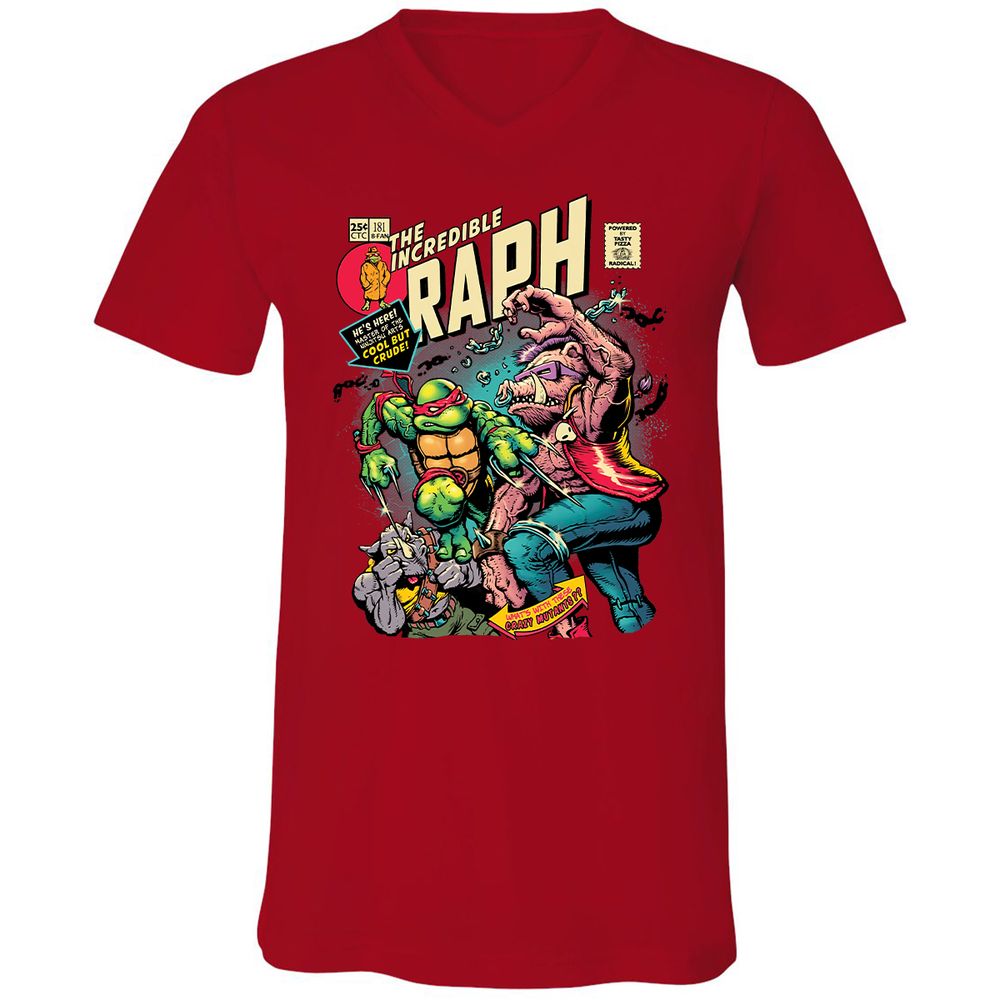 Unisex V-Neck T-Shirt - WL8DG6DW - Red - 3