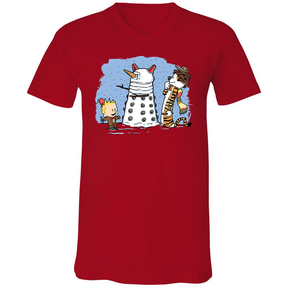 Unisex V-Neck T-Shirt - E7EQT75L - Red - 3