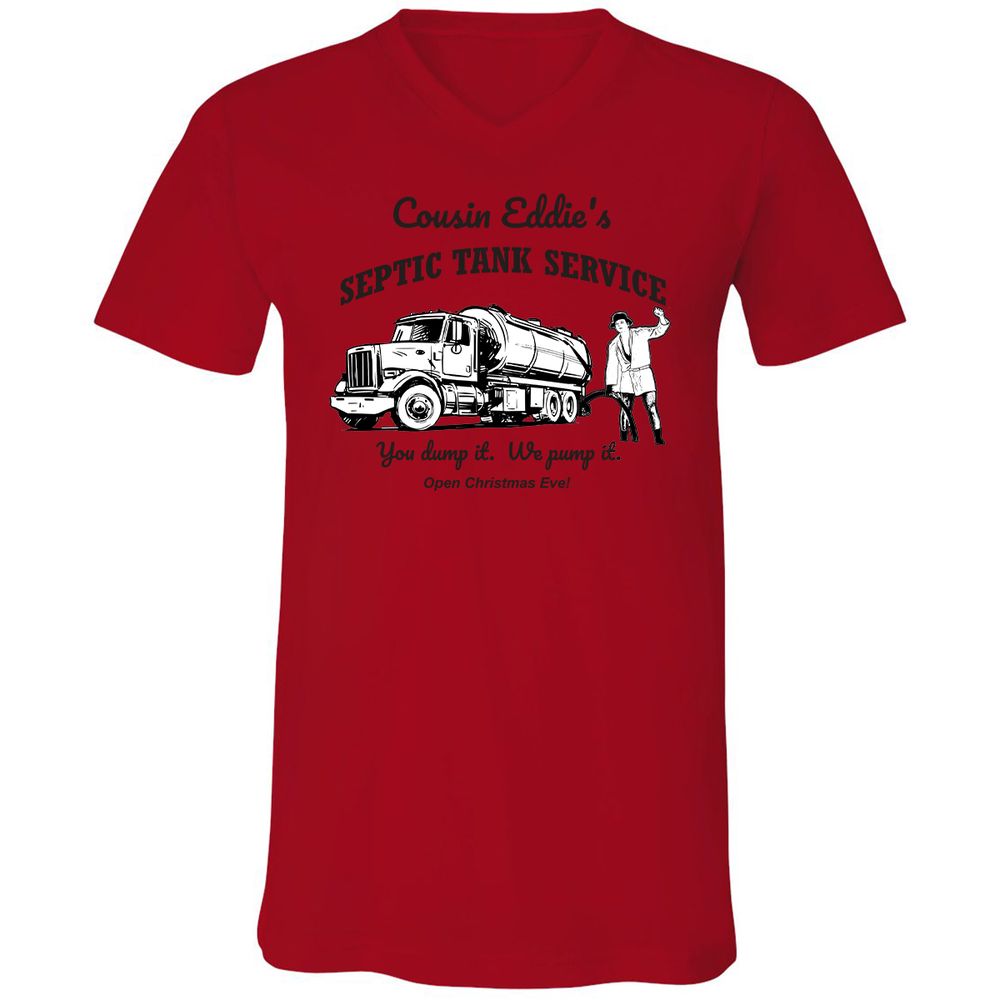 Unisex V-Neck T-Shirt - YZGLQSX7 - Red - 3
