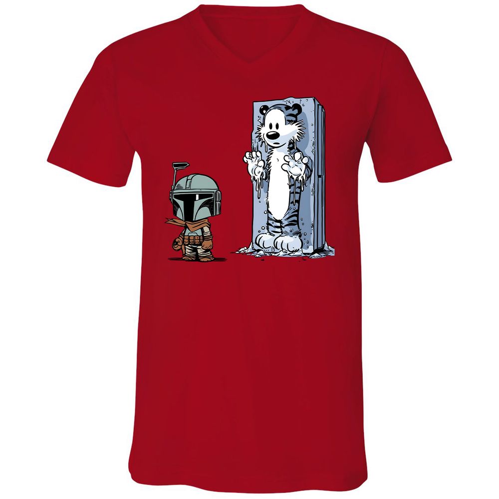 Unisex V-Neck T-Shirt - JN7RCT4G - Red - 3