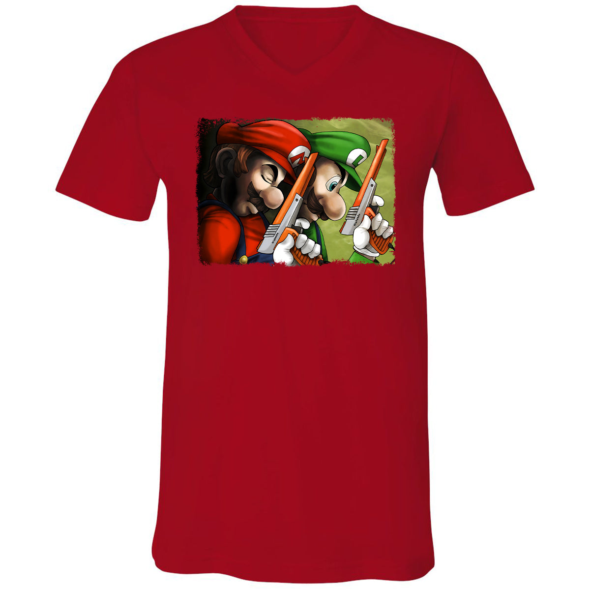 Unisex V-Neck T-Shirt - B5W1B47Z - Red - 3