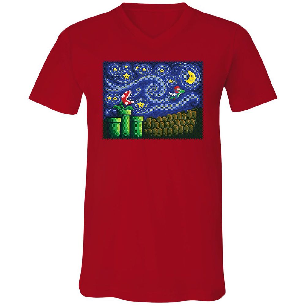 Unisex V-Neck T-Shirt - YNM6H4ZE - Red - 3