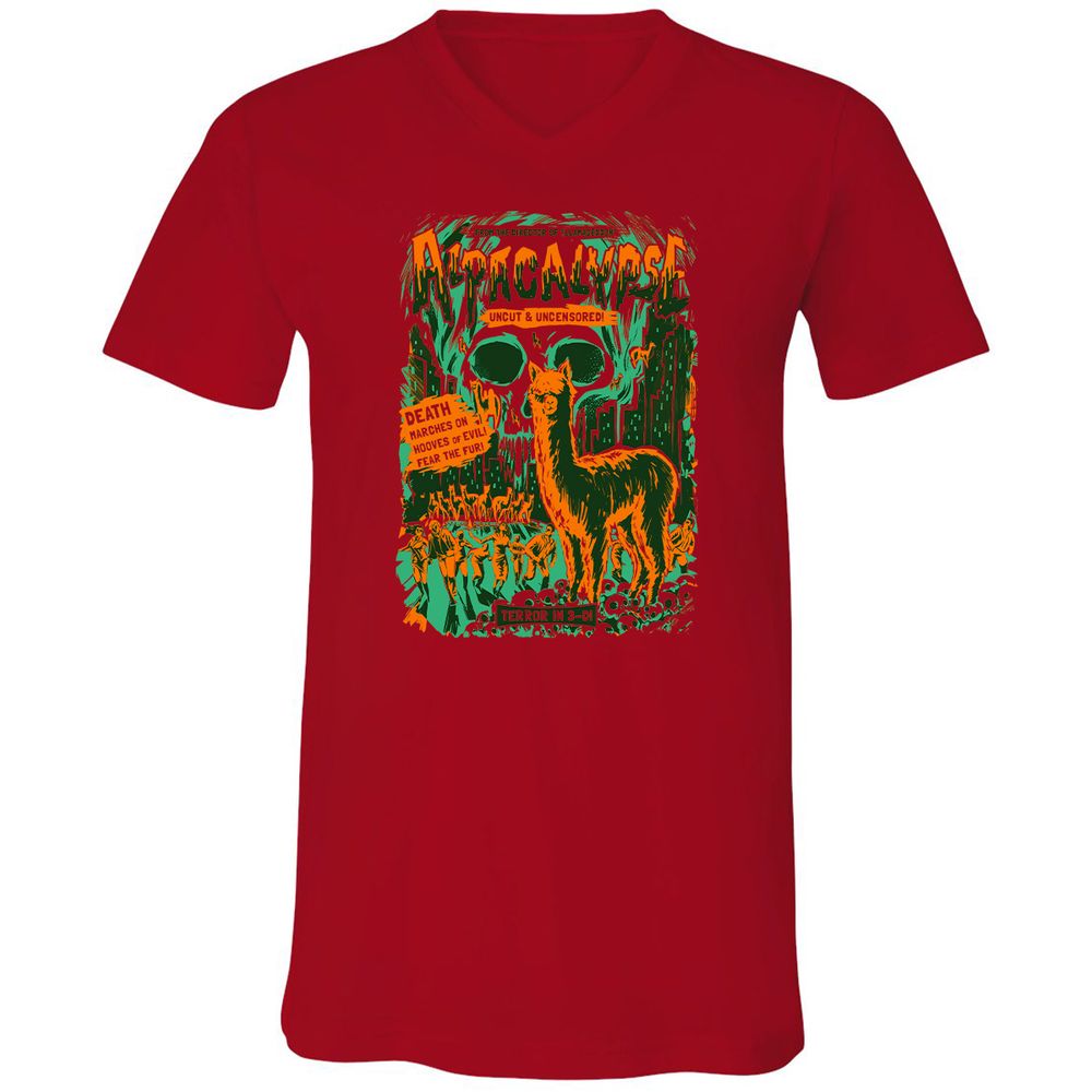 Unisex V-Neck T-Shirt - ASVZRE4L - Red - 3