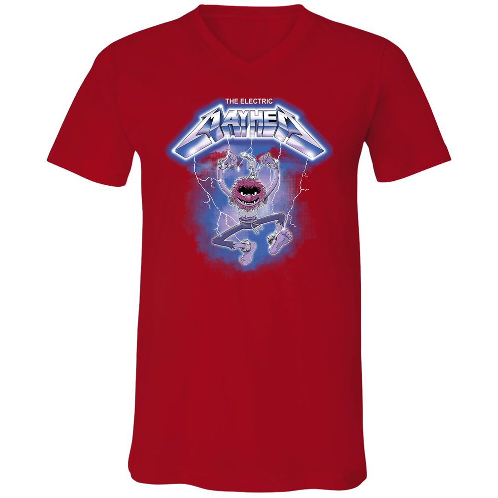 Unisex V-Neck T-Shirt - XW5RCYJD - Red - 3