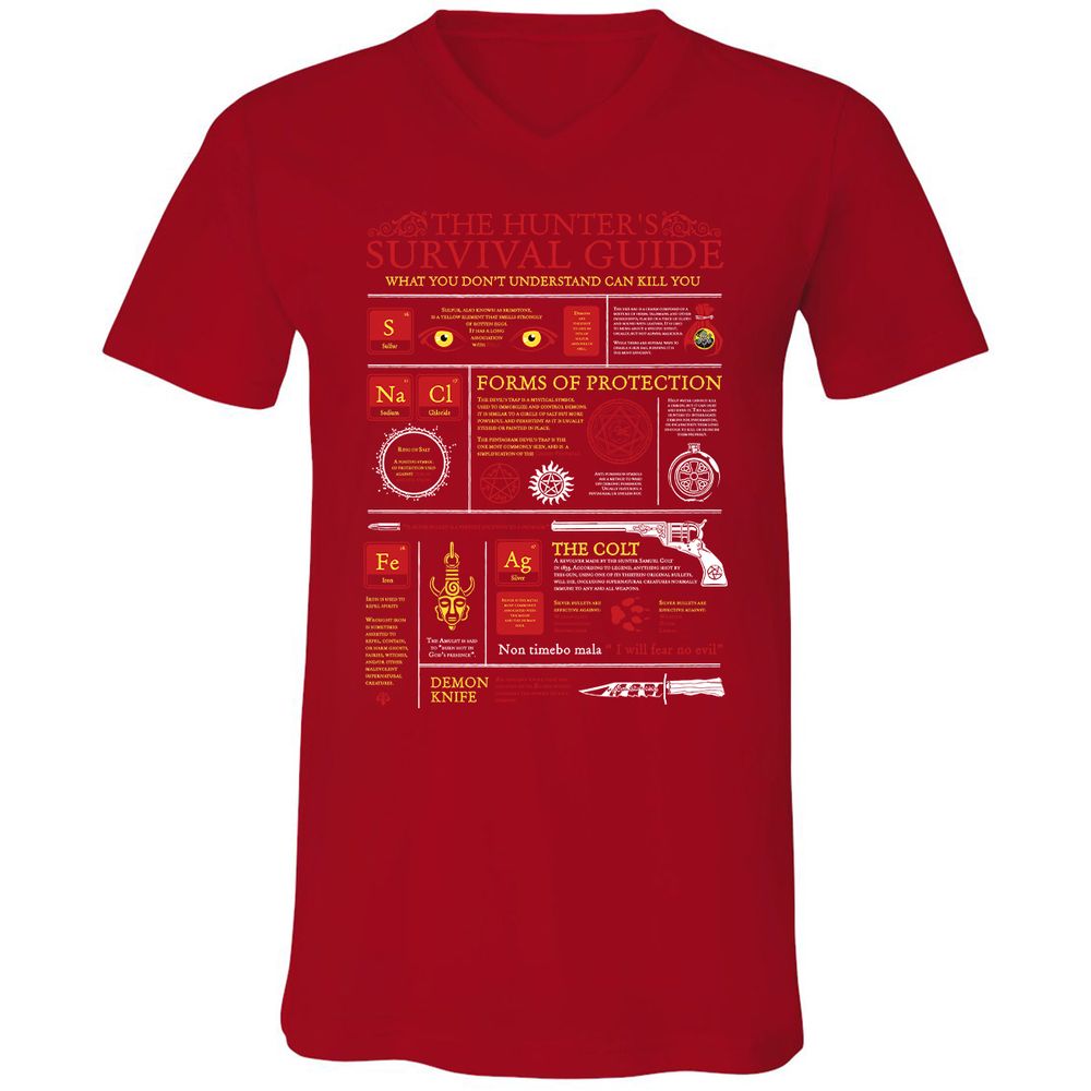 Unisex V-Neck T-Shirt - 674EM5HJ - Red - 3
