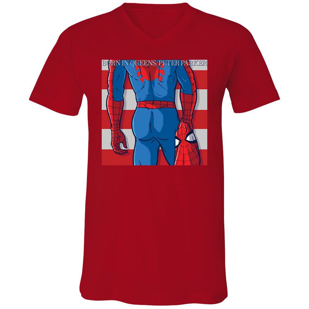 Unisex V-Neck T-Shirt - PR1H39WB - Red - 3