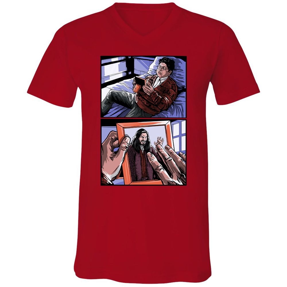 Unisex V-Neck T-Shirt - S8UEUXR5 - Red - 3
