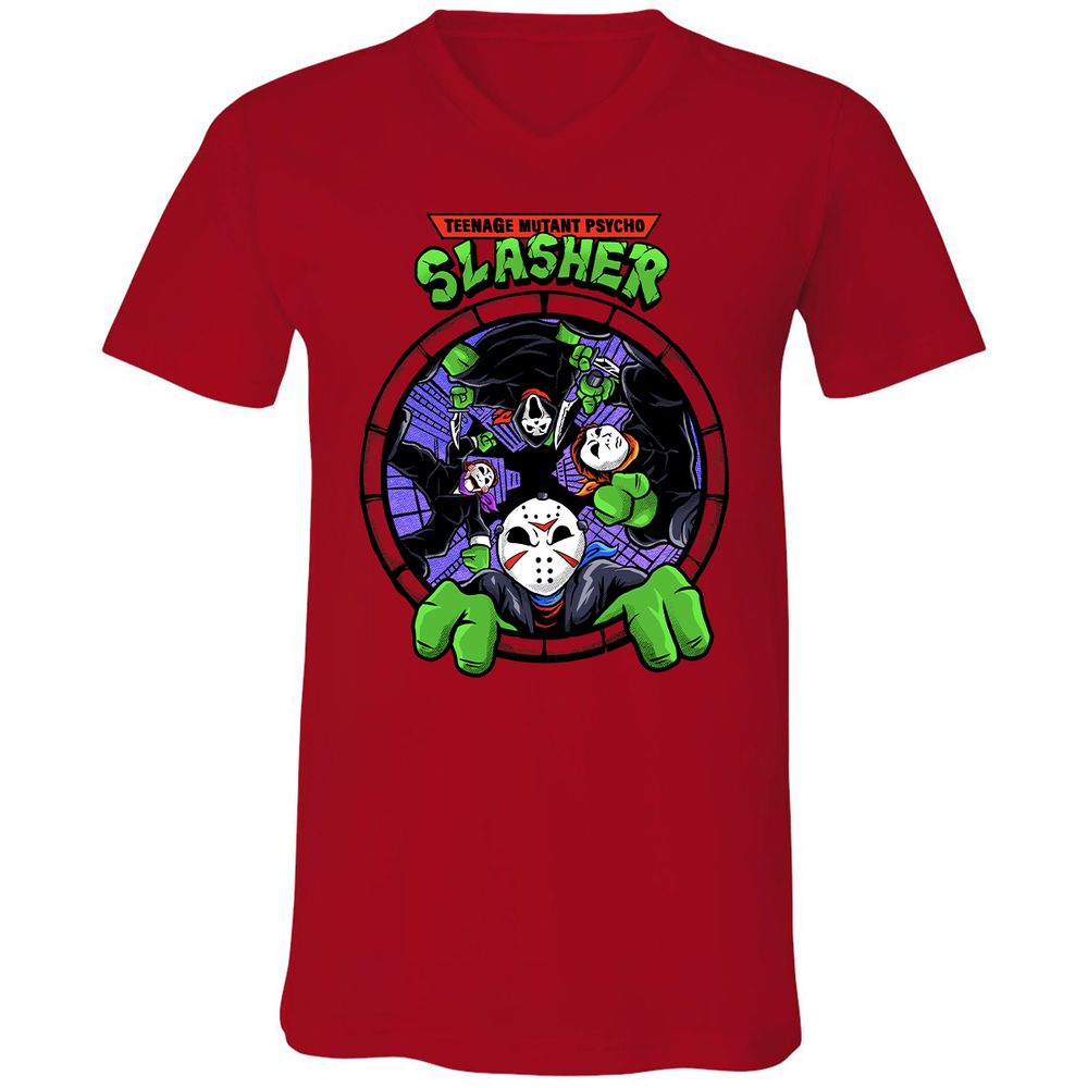 Unisex V-Neck T-Shirt - ZHM3PYRP - Red - 3