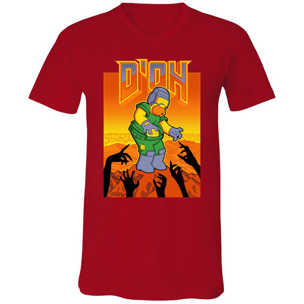 Unisex V-Neck T-Shirt - RQKPZATB - Red - 3