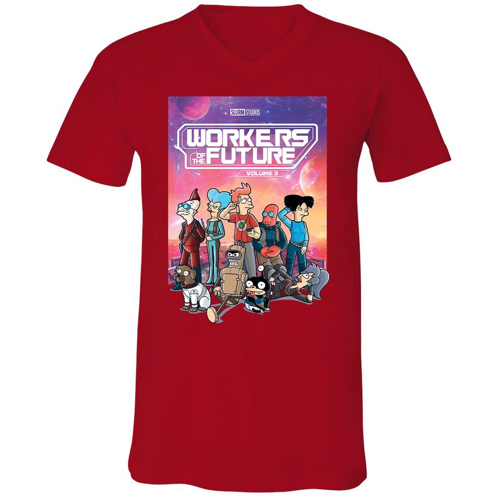 Unisex V-Neck T-Shirt - RUT7Q3LP - Red - 3