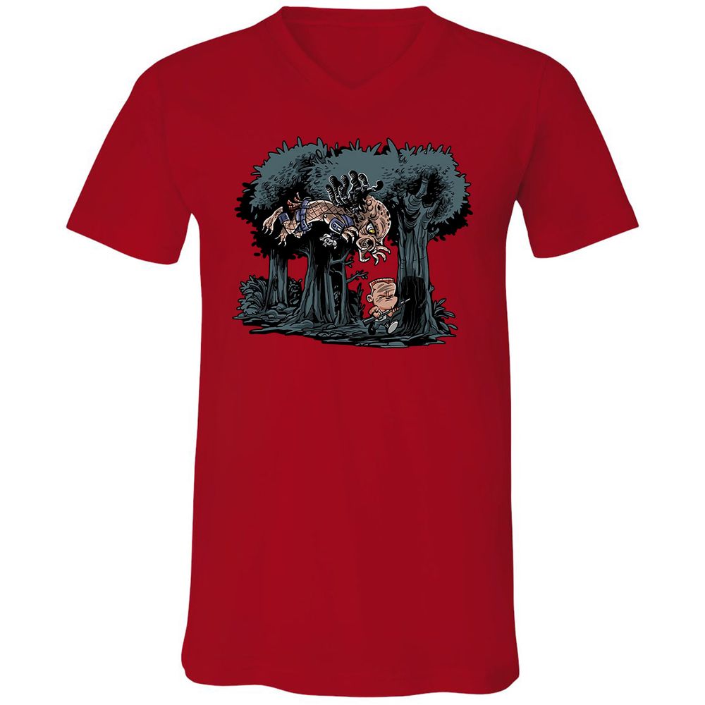 Unisex V-Neck T-Shirt - F4BRT1PJ - Red - 3