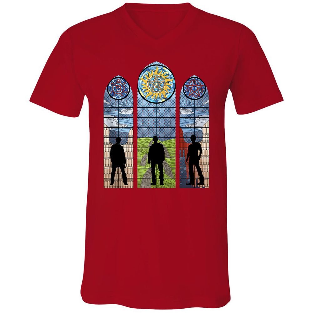 Unisex V-Neck T-Shirt - QE95G5RU - Red - 3