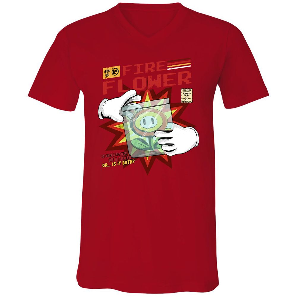 Unisex V-Neck T-Shirt - Y7EM8ZXW - Red - 3
