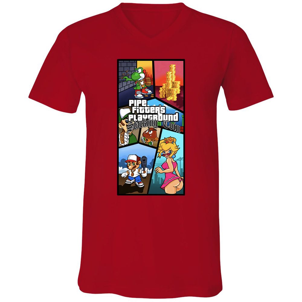 Unisex V-Neck T-Shirt - DYXCW3KN - Red - 3