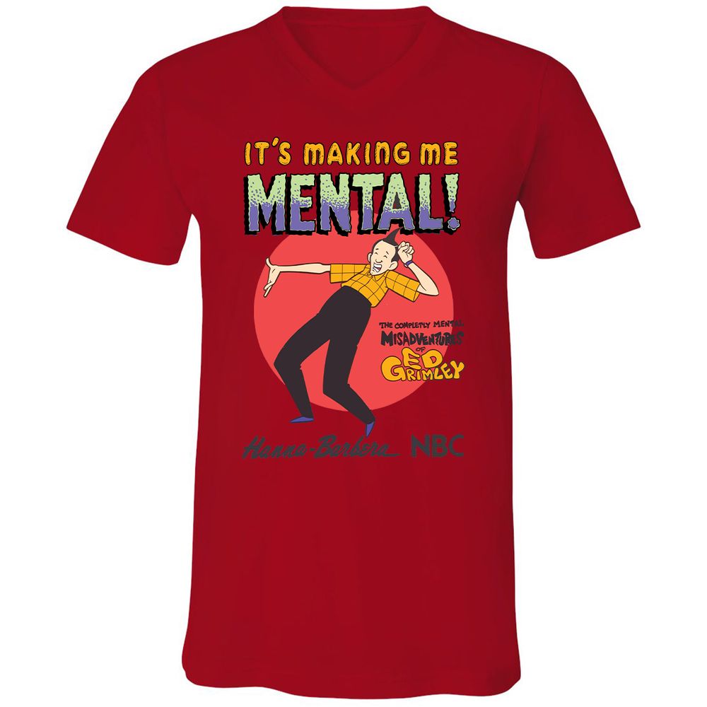 Unisex V-Neck T-Shirt - 4CDQ3YKK - Red - 3