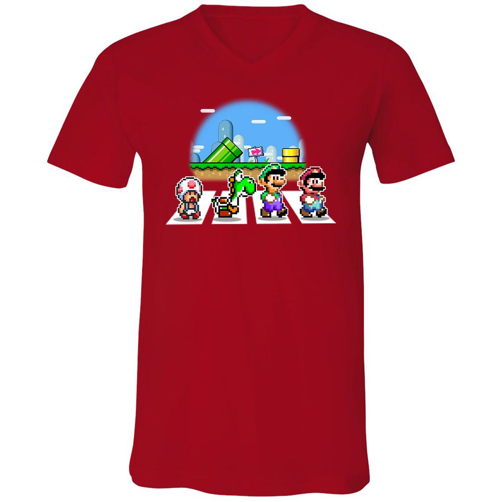 Unisex V-Neck T-Shirt - R4W2CWZ6 - Red - 3