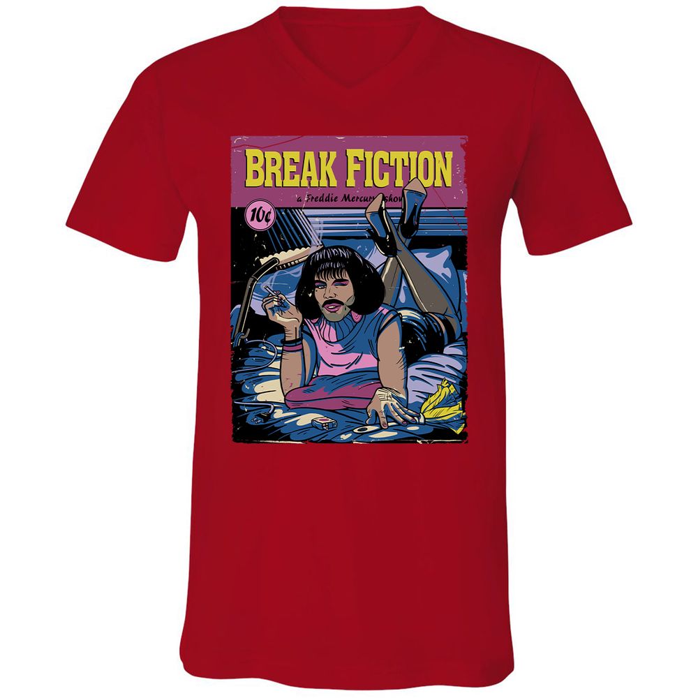 Unisex V-Neck T-Shirt - BZ3BBP7F - Red - 3
