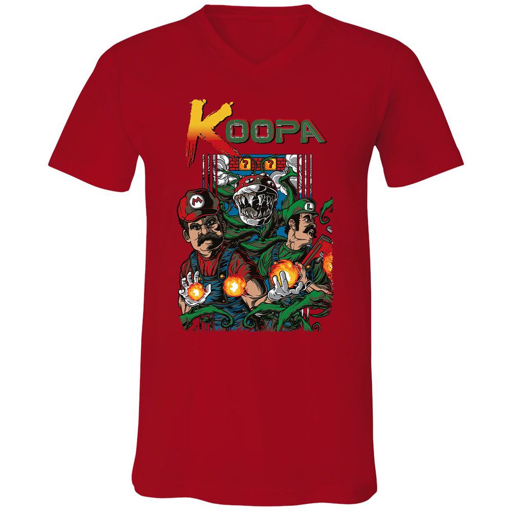 Unisex V-Neck T-Shirt - 6WBJA89B - Red - 3