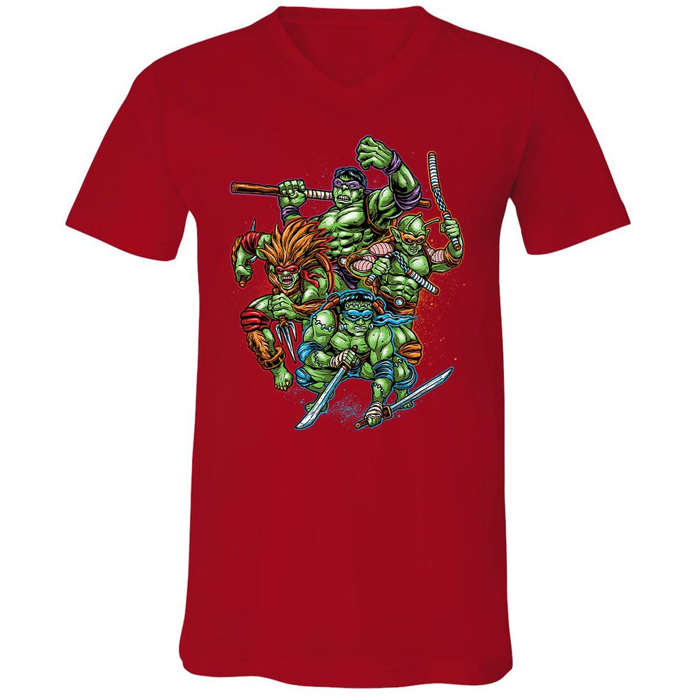 Unisex V-Neck T-Shirt - 89PUVF6B - Red - 3