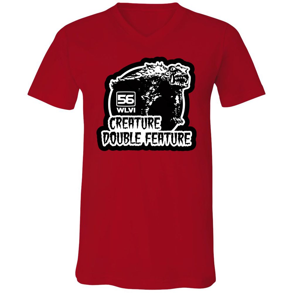 Unisex V-Neck T-Shirt - XCKNQ73Q - Red - 3