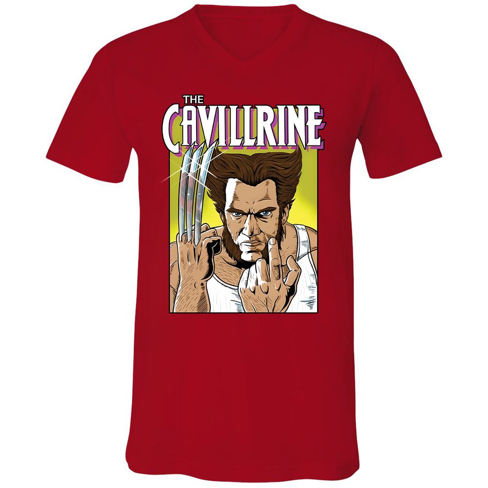 Unisex V-Neck T-Shirt - PUMNFWYX - Red - 3