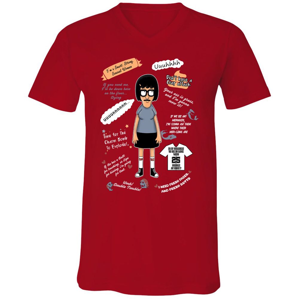 Unisex V-Neck T-Shirt - T3CZVEXZ - Red - 3