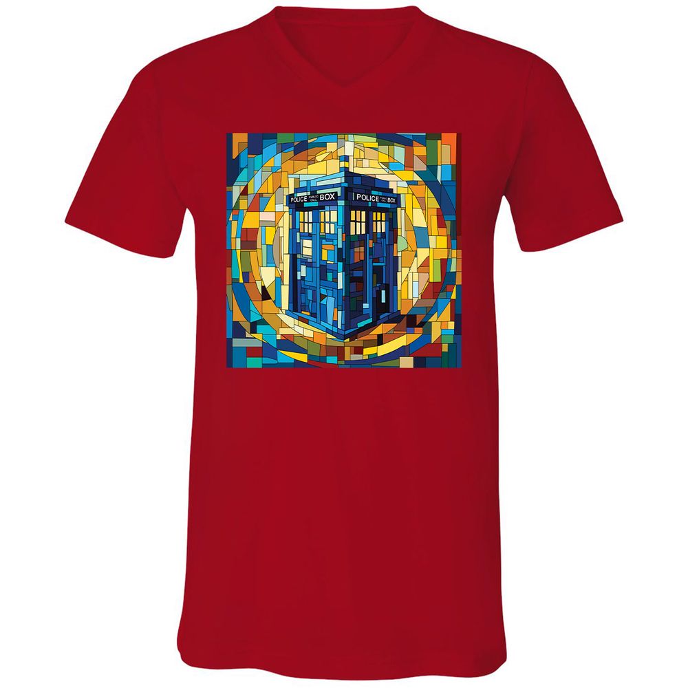 Unisex V-Neck T-Shirt - QHLQKJXY - Red - 3