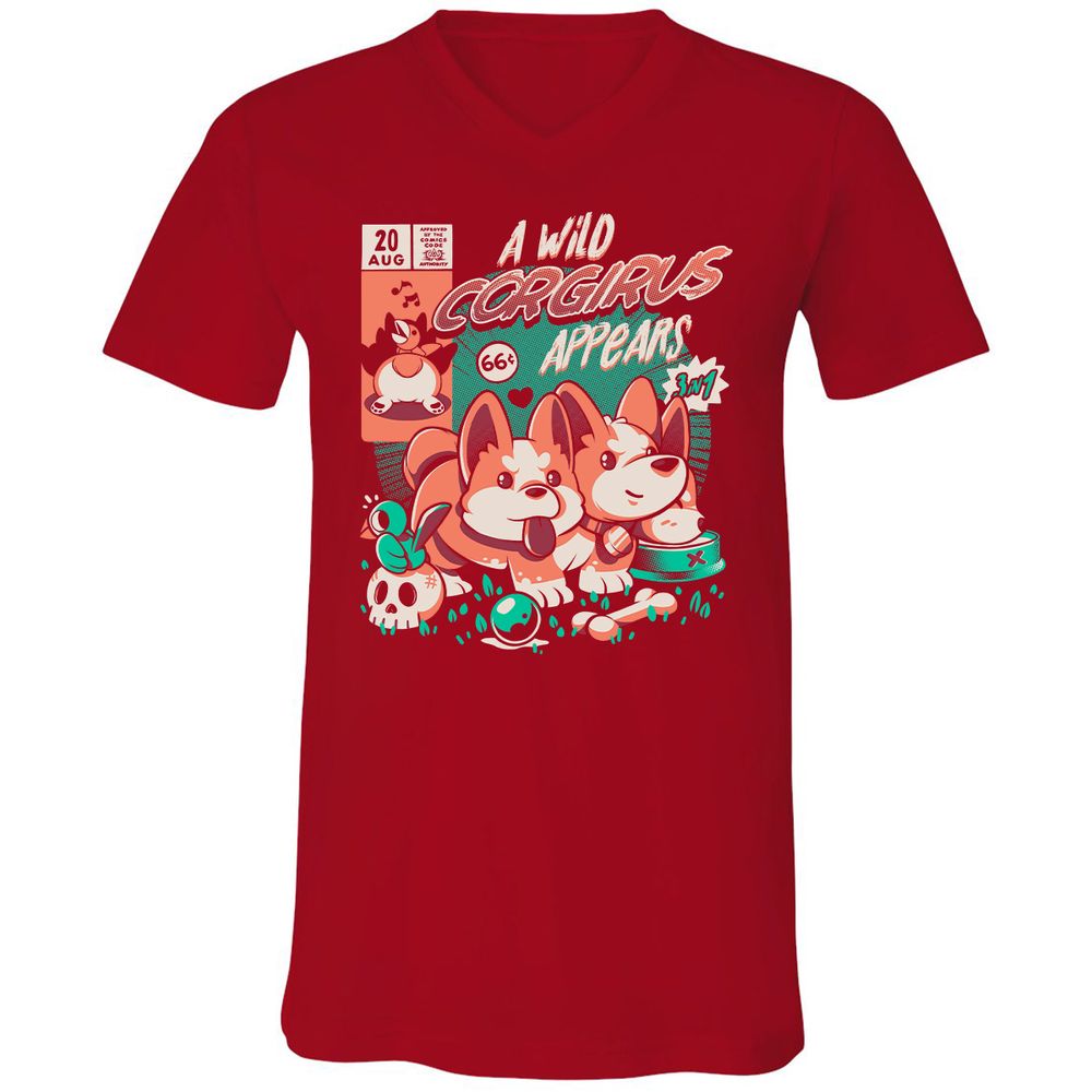 Unisex V-Neck T-Shirt - 3FWEV9N8 - Red - 3