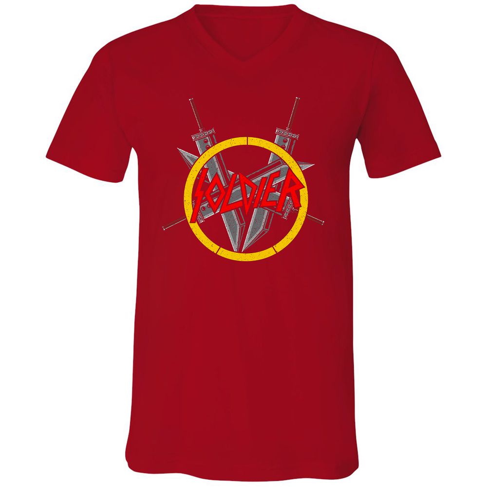 Unisex V-Neck T-Shirt - W4ZU91M4 - Red - 3