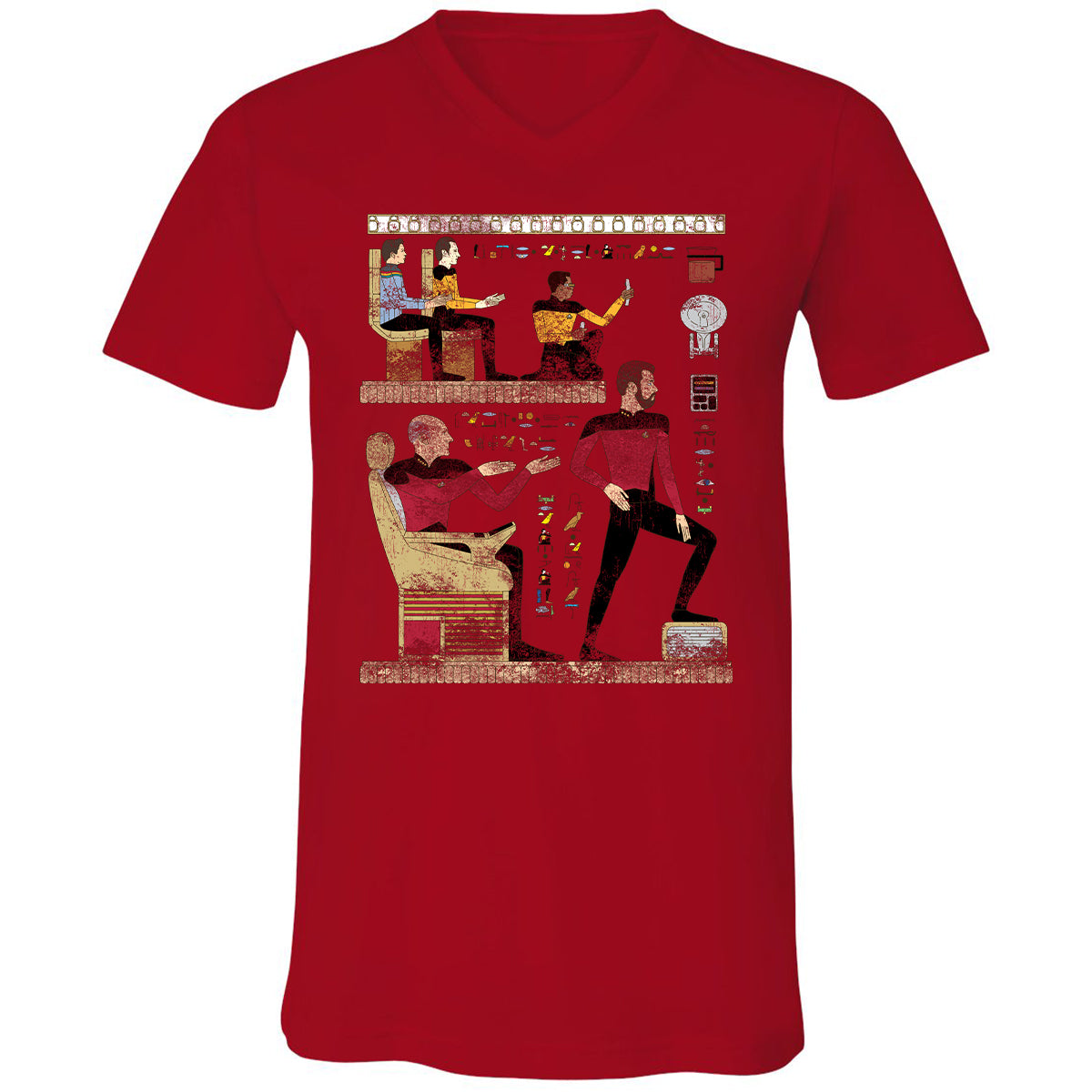 Unisex V-Neck T-Shirt - YGG9BPS4 - Red - 3