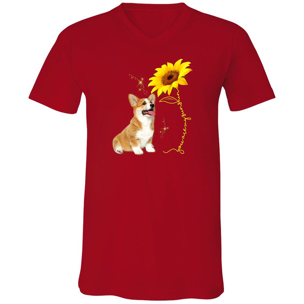 Unisex V-Neck T-Shirt - Y67T6F77 - Red - 3